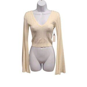ASTR The Label Womens Small Ivory Bell Sleeve Highland Park Sweater